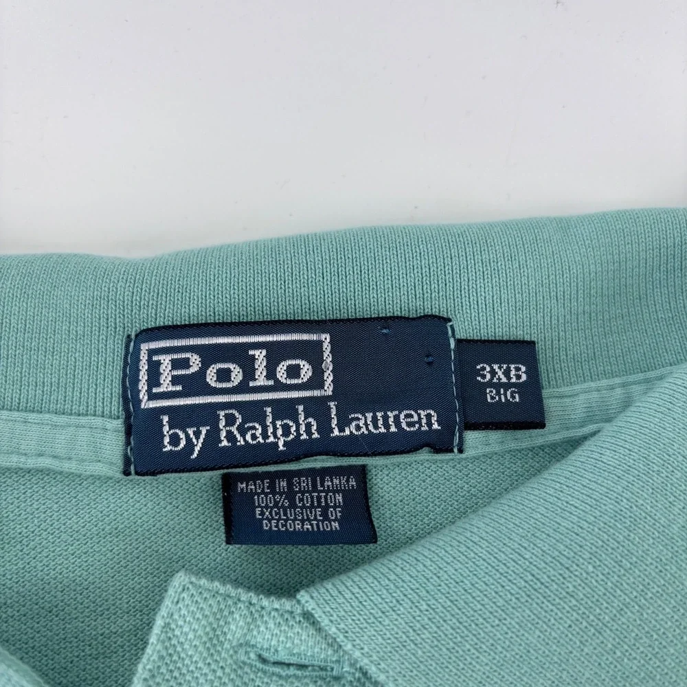 Polo Ralph Lauren Polo Shirt Mens 3XB Green Pique Cotton Purple Pony Big & Tall